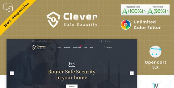 clever electronics–security store шаблон opencart