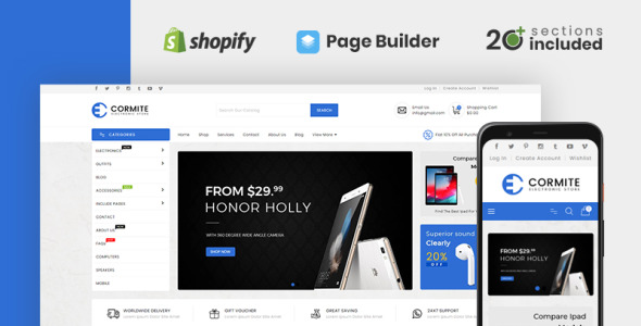 кормит магазин электроники shopify тема