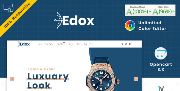 edox watch store theme opencart шаблон