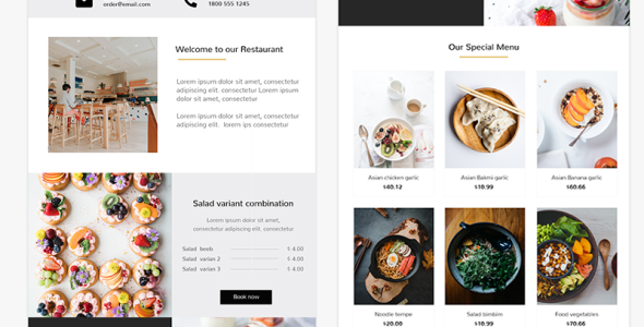 отзывчивый шаблон информационного бюллетеня ресторана
