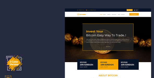 Bitcoin &amp; Cryptocurrency Landing Page Template