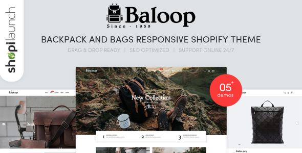 рюкзак и сумки отзывчивая тема shopify