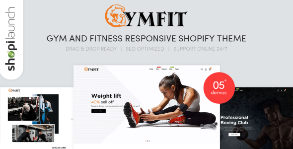 тренажерный зал и фитнес отзывчивая тема shopify