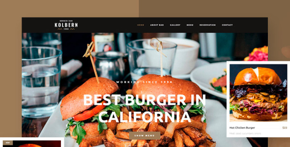 kolbern burger bar & cafe wordpress тема