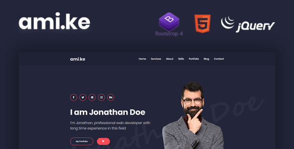 личный портфель boostrap 4 шаблон сайта