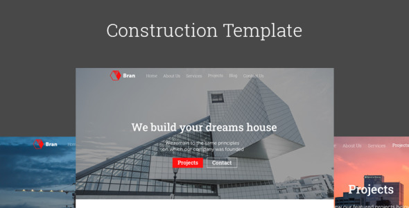 Адаптивный PSD шаблон на тему строительные компании