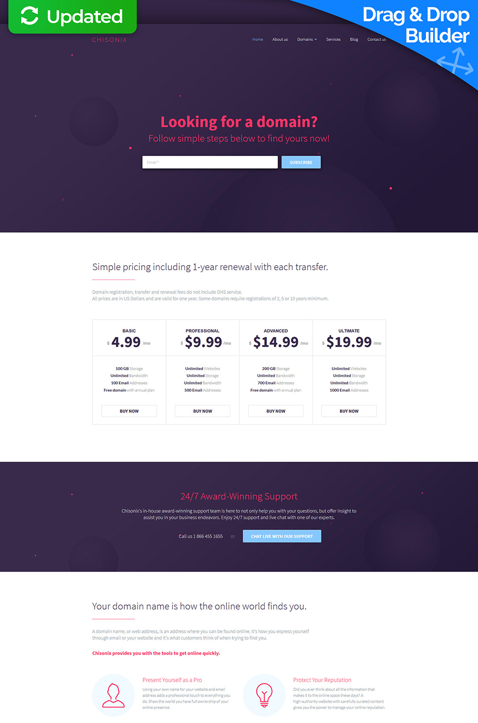 Domain Registrar Responsive Moto CMS 3 Template New Screenshots BIG