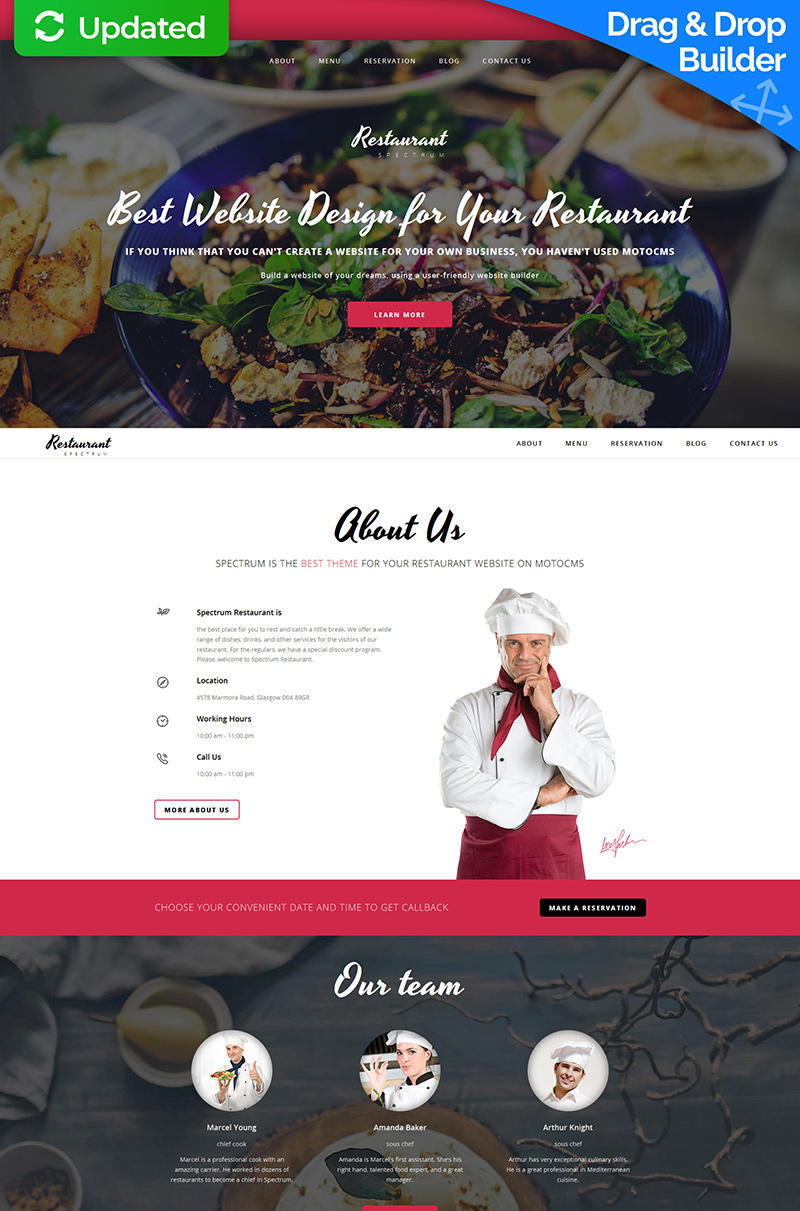 Responsivt Spectrum Restaurant Moto CMS 3-mall #59120 - skärmbild