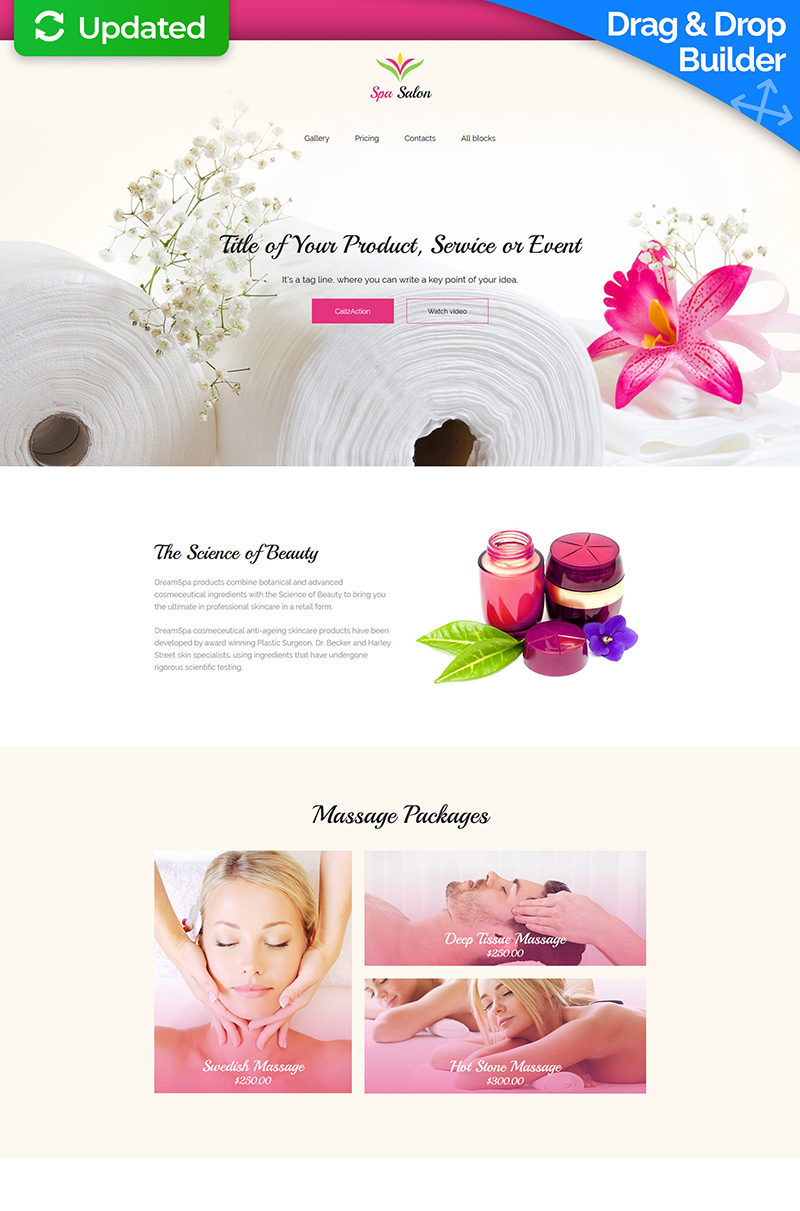 Massage Salon Responsive Landing Page Template