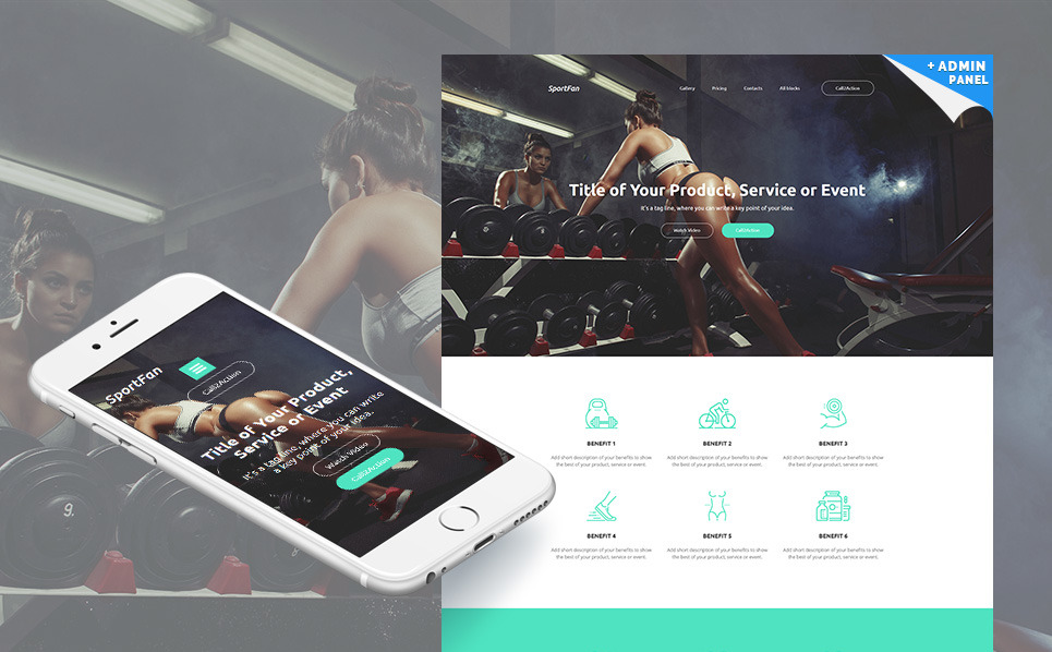 Fitness Responsive Landing Page Template #59243