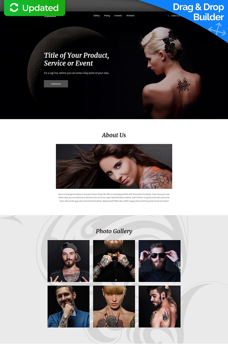 Tattoo Salon Responsive Landing Page Template - screenshot
