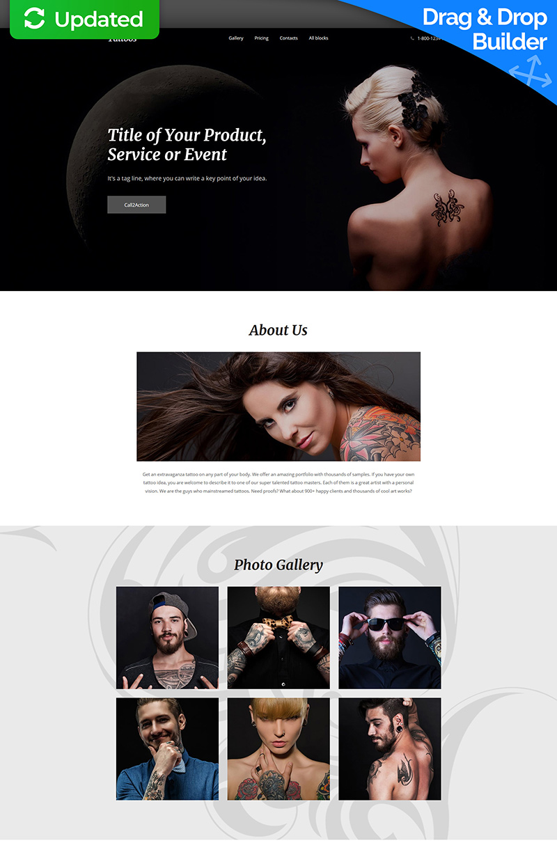 Tattoos MotoCMS 3 Landing Builder New Screenshots BIG