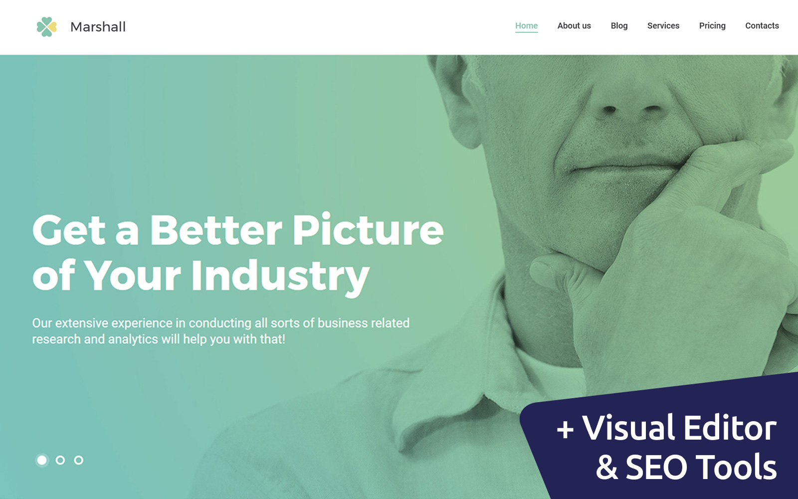"Business Analysis and Market Research Agency Moto CMS 3 Template" Responsive Moto CMS 3 Template №59482