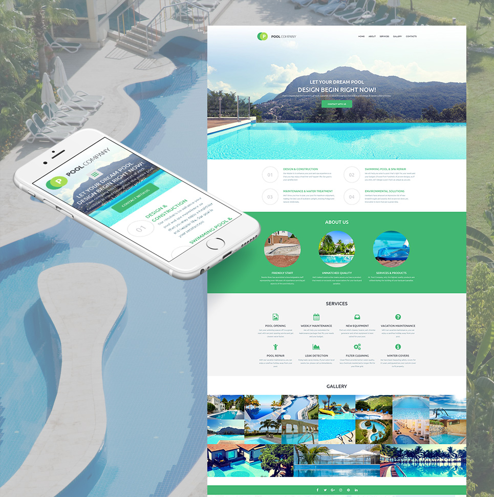 Pool Cleaning Responsive Moto CMS 3 Template New Screenshots BIG