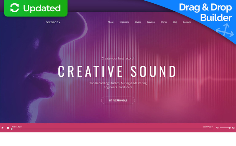 Recording Studio Premium Responsive Moto CMS 3 Theme Big Screenshot Recording Studio Premium Moto CMS 3 Template New Screenshots BIG