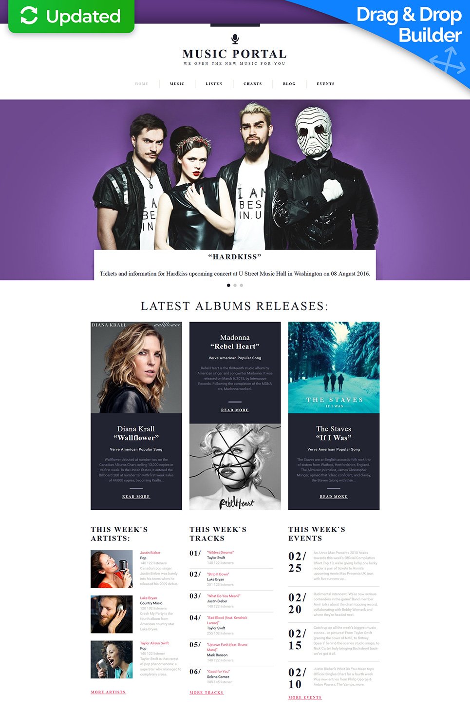 Music Portal Responsive Moto CMS 3 Template New Screenshots BIG