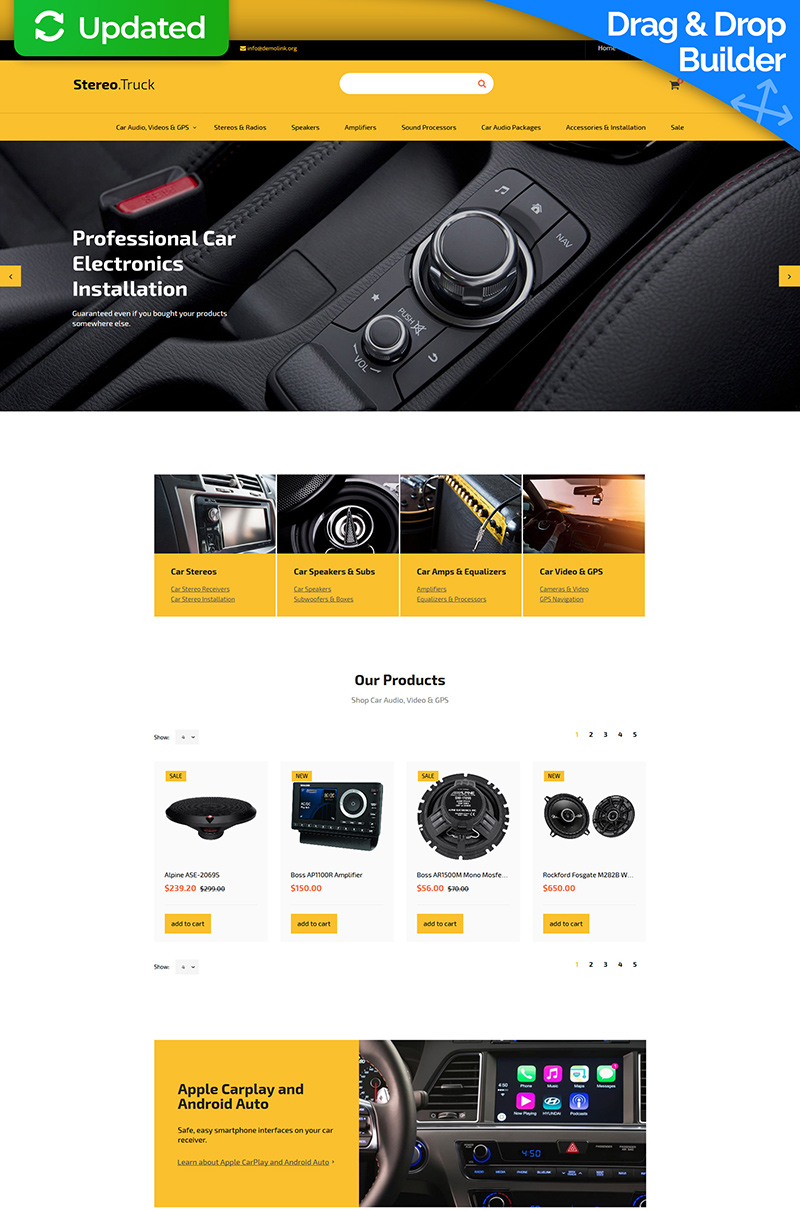 Plantilla MotoCMS Para Comercio Electrónico Responsive para Sitio de Audio para coches #59529 - captura de pantalla