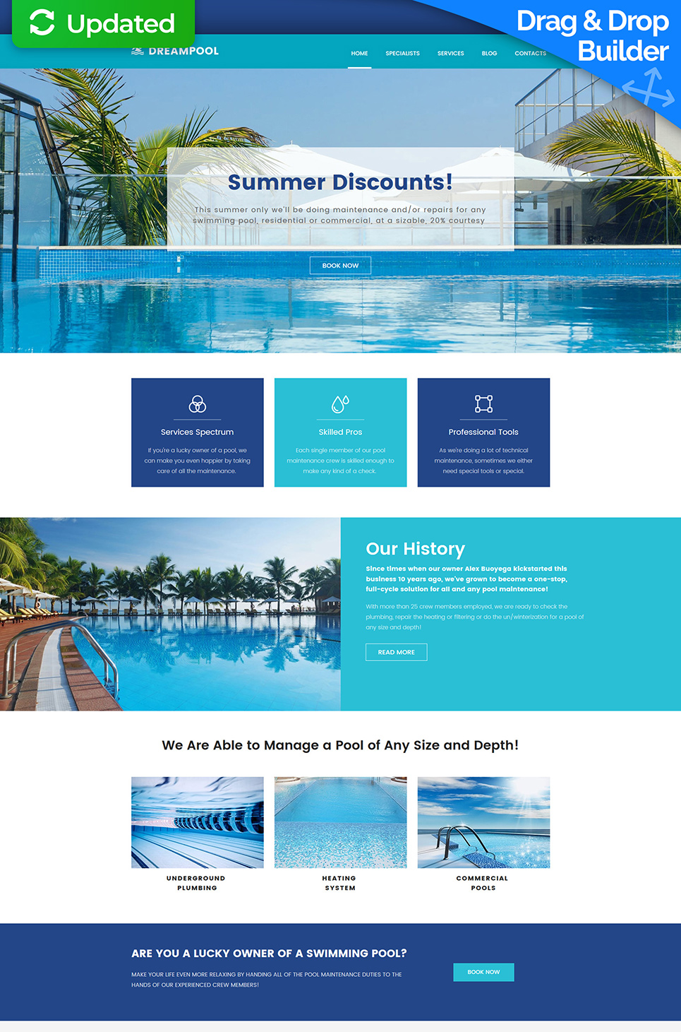 Pool Cleaning Responsive Moto CMS 3 Template New Screenshots BIG