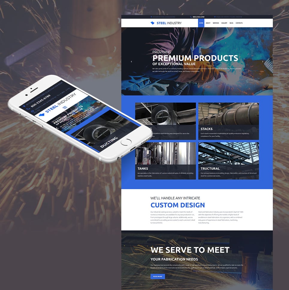 Steel Industry Responsive Moto CMS 3 Template New Screenshots BIG