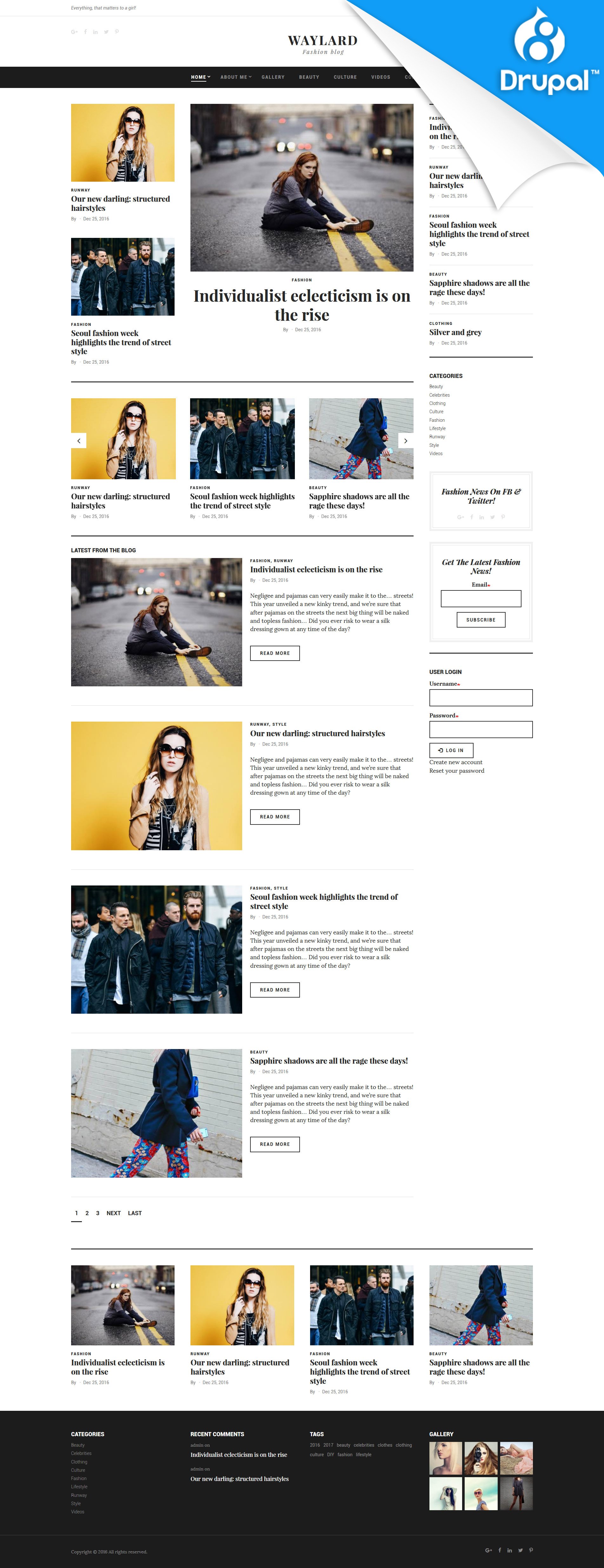 Waylard - Fashion Blog Drupal Template