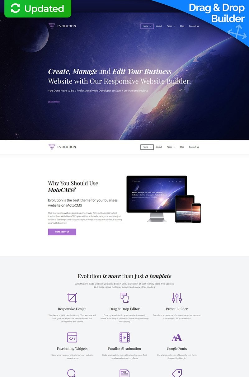"Evolution" Responsive Moto CMS 3 Template №59995
