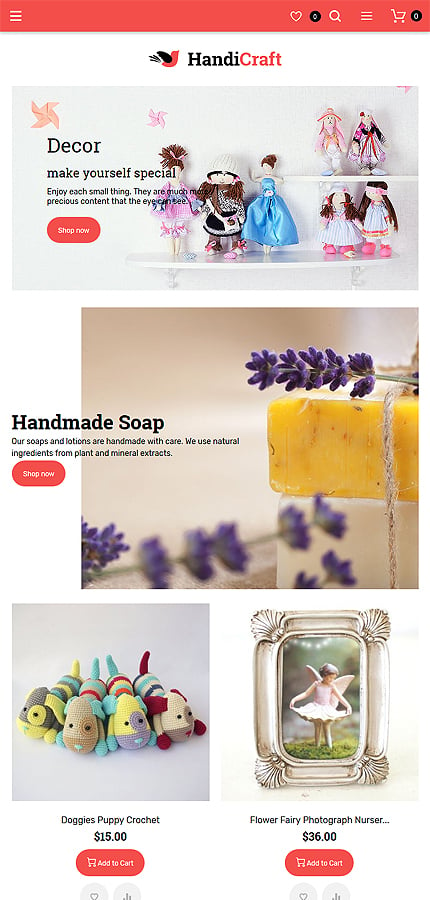 Template #60070 Craft Handmade Magento 2.0 themes - Tablet Layout 