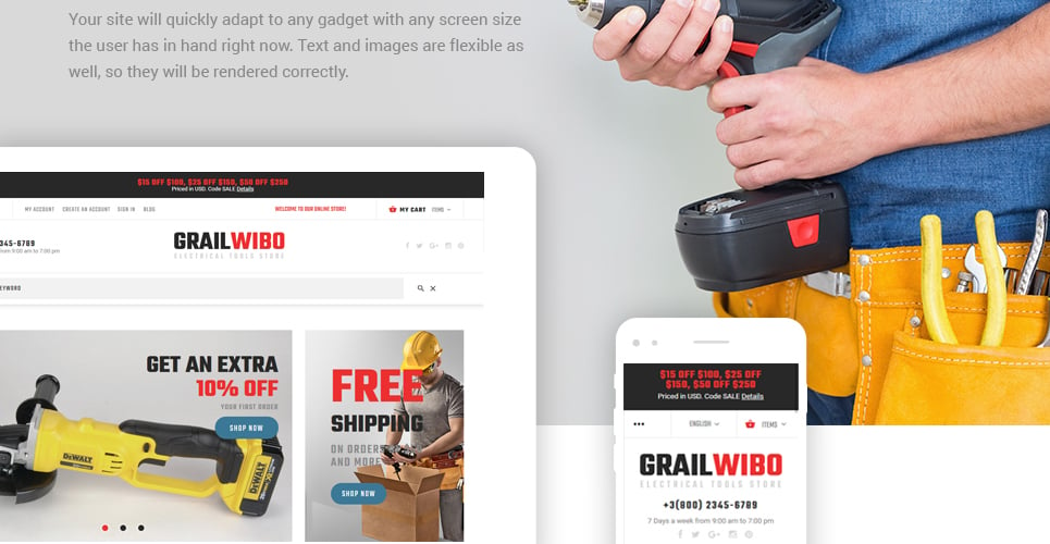 GrailWibo - Electrical Tools Store Magento 2 Theme