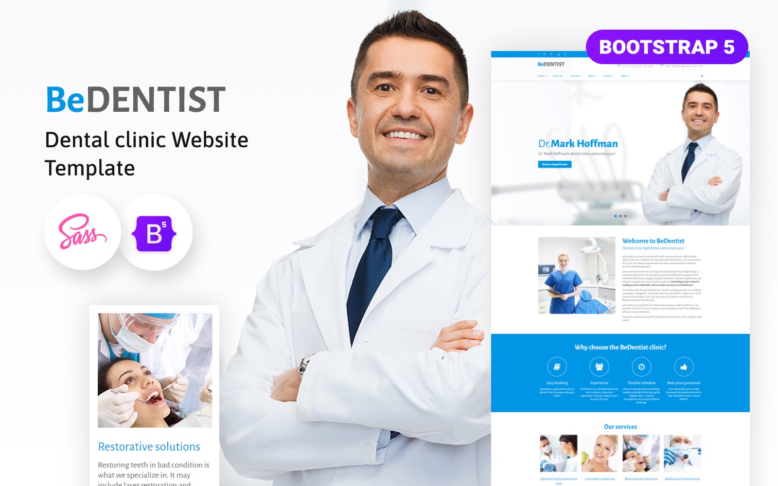 "BeDentist" Responsive Website template №60036