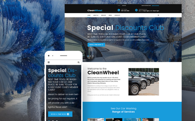 CleanWheel Car Wash Responsive WordPress Template Big Screenshot CleanWheel Car Wash WordPress Theme New Screenshots BIG