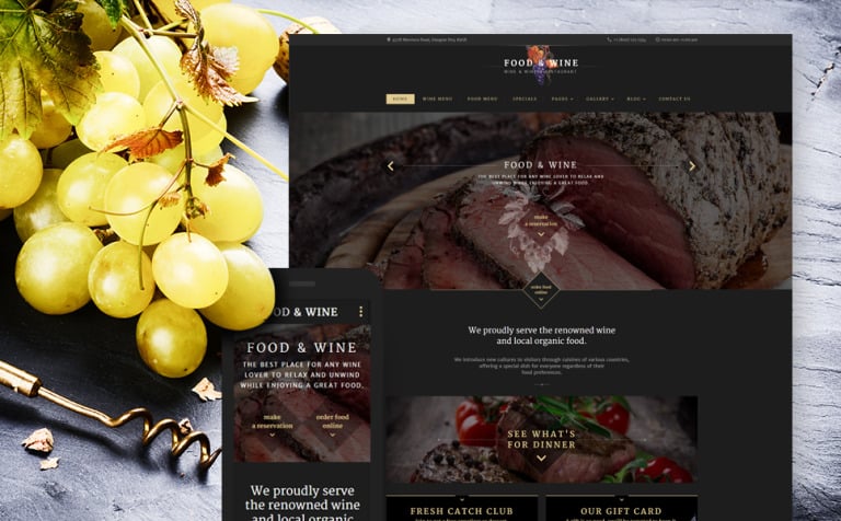 Food Wine Responsive Website Theme Big Screenshot Food Wine Website Template New Screenshots BIG