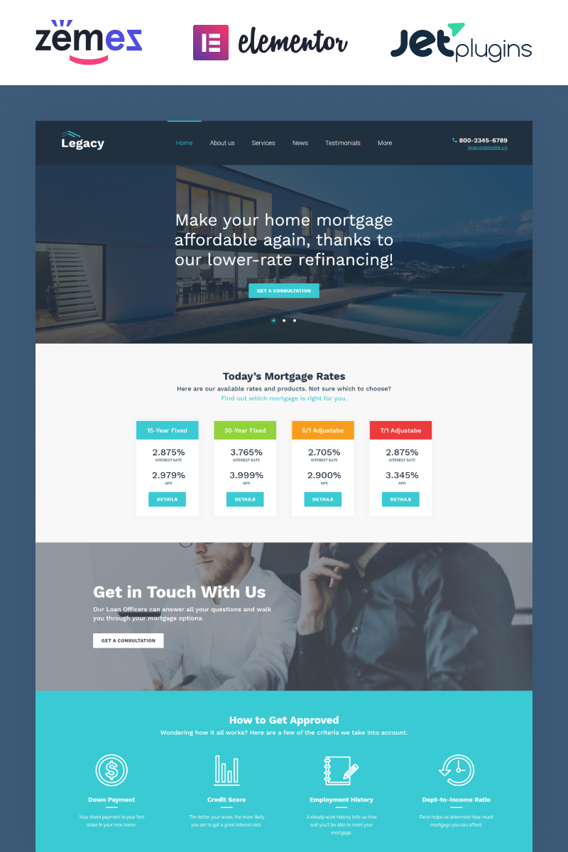 "Legacy - Estate and Mortgage" - адаптивний WordPress шаблон №60048