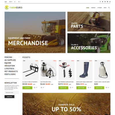 PrestaShop шаблон "FarmEuro - адаптивный PrestaShop шаблон на тему сельское хозяйство" #60066