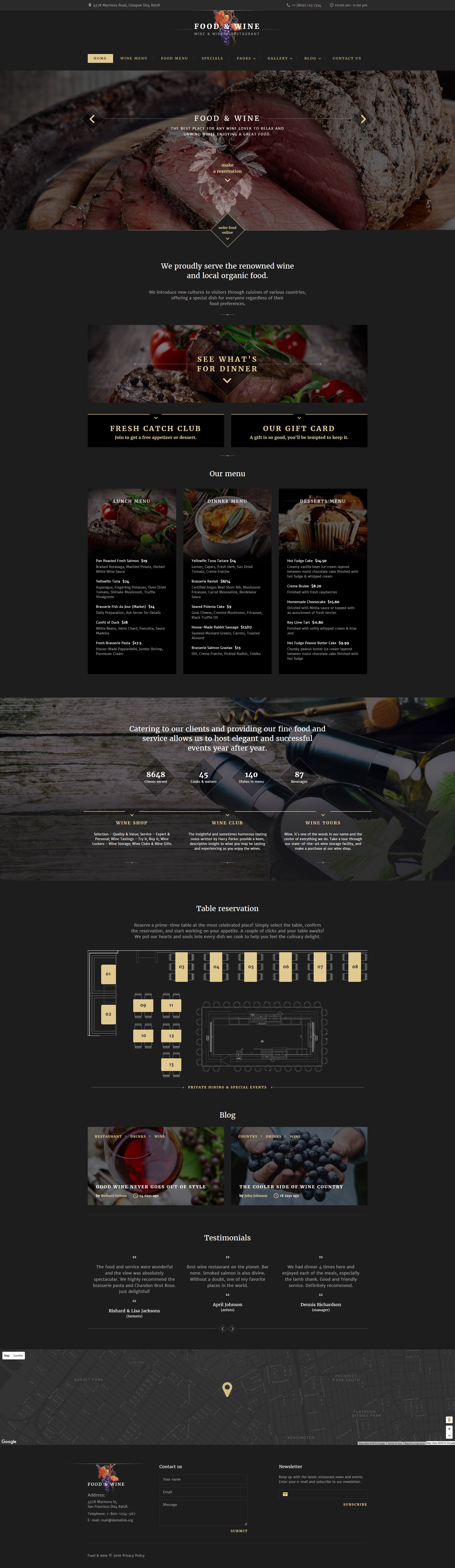 Responsive Food Wine Web Sitesi #60038 - Ekran resmi