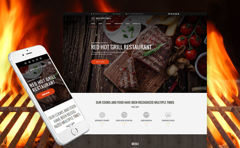 Red Hot Grill Restaurant Parallax WordPress Theme Big Screenshot Red Hot Grill Restaurant WordPress Theme New Screenshots BIG