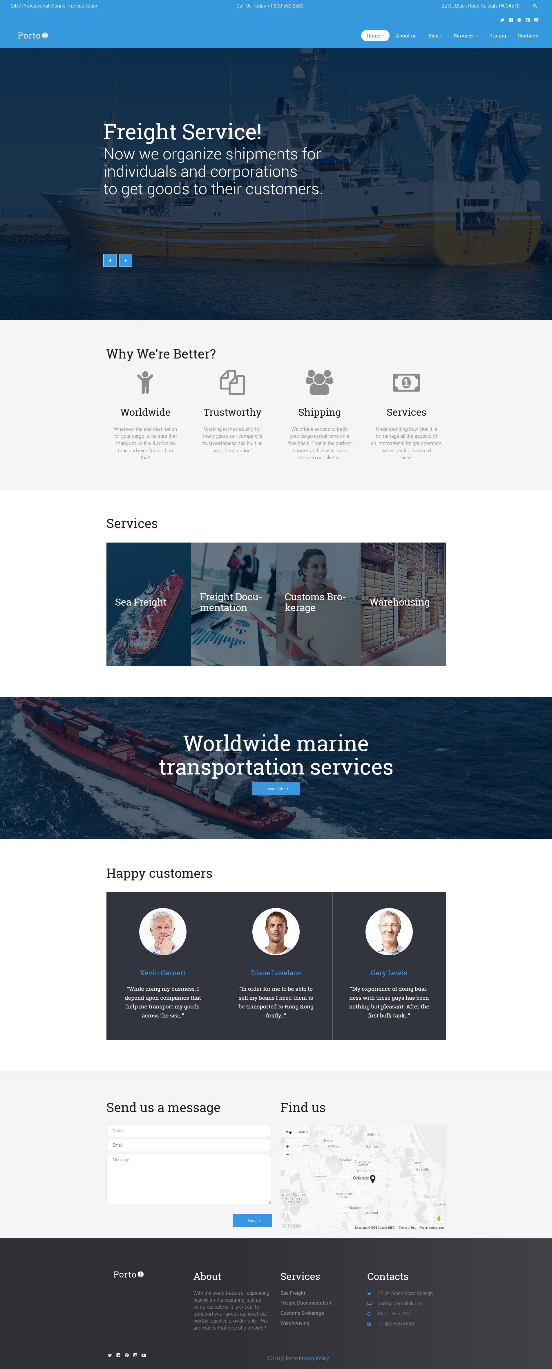 WordPress Theme namens "Porto - Seafaring, Transportation and Logistics" #60123 - Screenshot