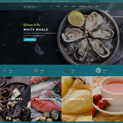 WordPress Theme namens "White Whale - Seafood Restaurant" #60114