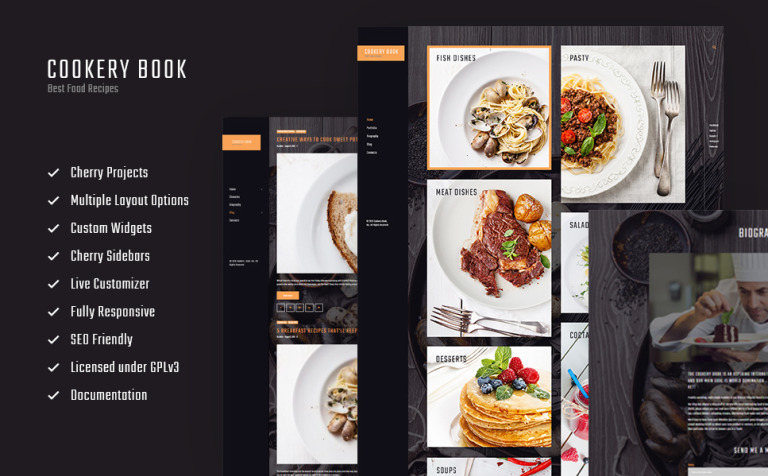 Cookery book - receipts and cooking Parallax WordPress Template Big Screenshot Cookery book - receipts and cooking WordPress Theme New Screenshots BIG
