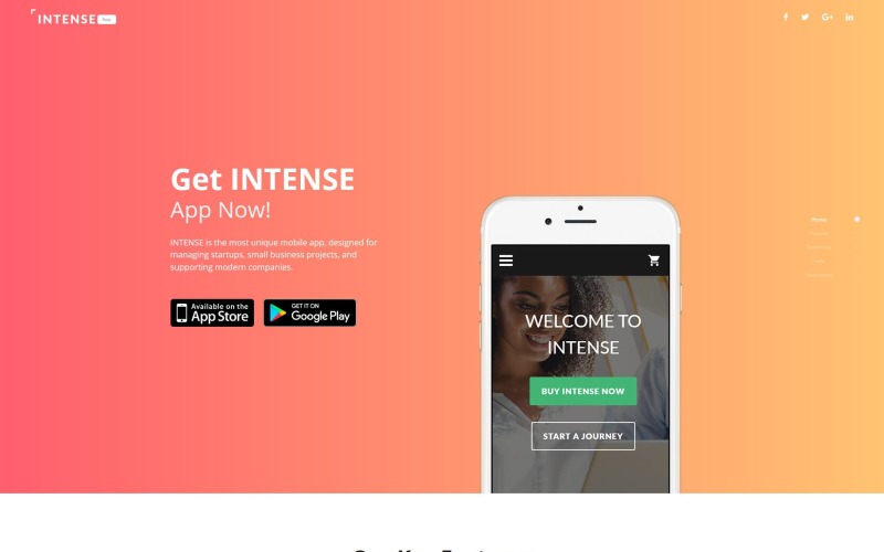 Intense App Landing Page Template