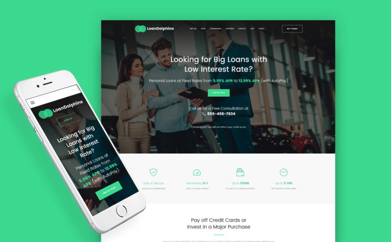 Loan Dolphins - Loan Company One Page WPML ready WordPress Template Big Screenshot Loan Dolphins - Loan Company One Page WordPress Theme New Screenshots BIG