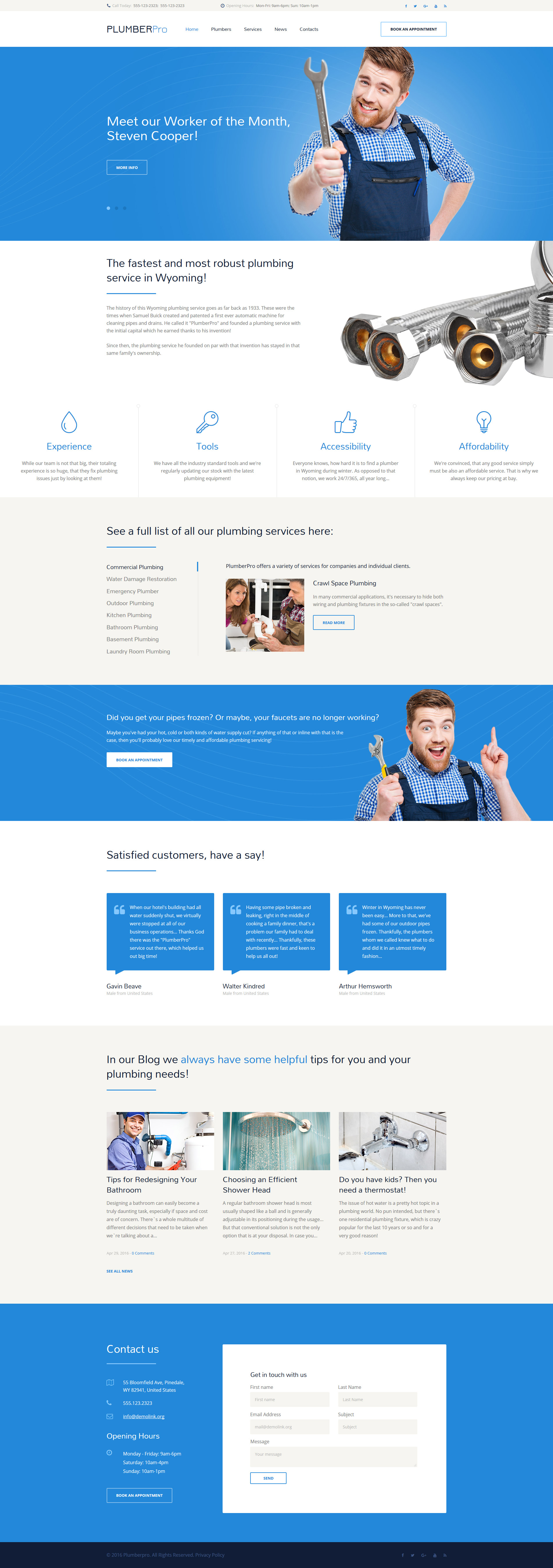 "PlumberPro" Responsive Website template №61175