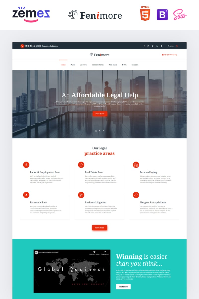 Responsive Website Vorlage für Anwaltskanzlei #61176