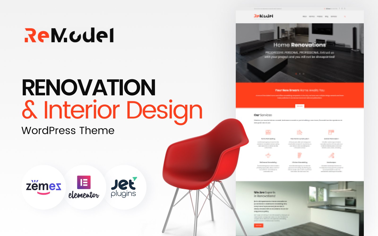 Responzivní WordPress motiv "Remodel - Renovation & Interior Design" #61171