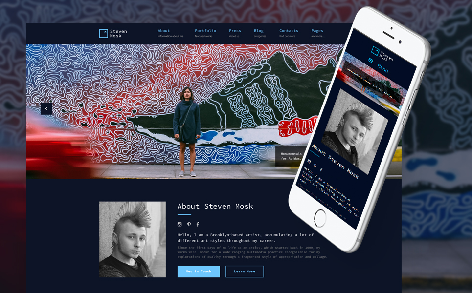 Steven Mosk - Modern artist personal portfolio WordPress Theme