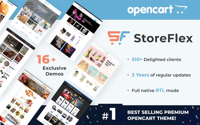 Template OpenCart Responsive #61111 "StoreFlex - Multifunzione"