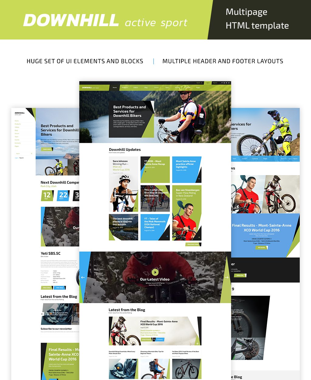 Website Vorlage namens "DownHill - Active Sport Multipage HTML5" #61140 - Screenshot