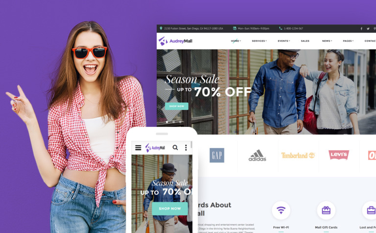 Audrey Mall - Shopping Center, Entertainment Store Premium Website Template Big Screenshot Audrey Mall - Shopping Center, Entertainment Store Website Template New Screenshots BIG