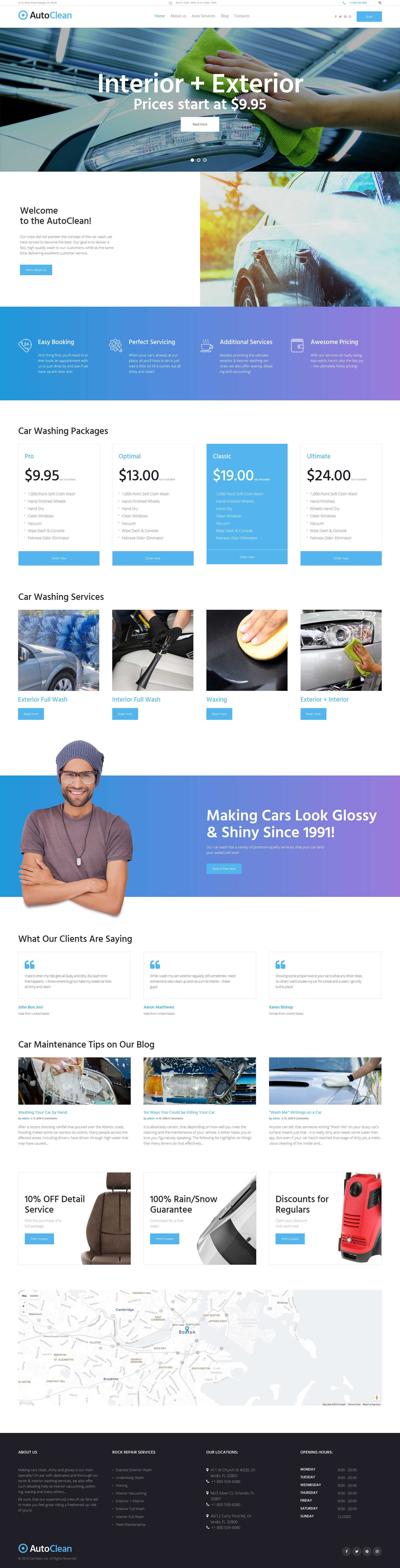 "AutoClean - Car Wash & Car Repair" - адаптивний WordPress шаблон №61224