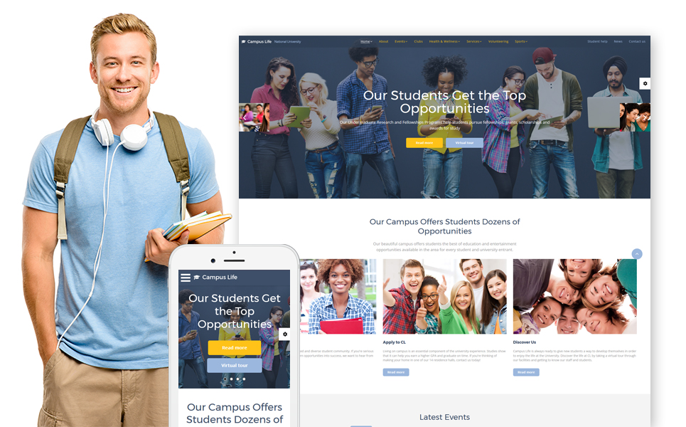 Campus Life - National University Multipage Website Template New Screenshots BIG