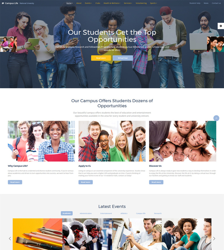   Campus Life - National University Multipage Website Template