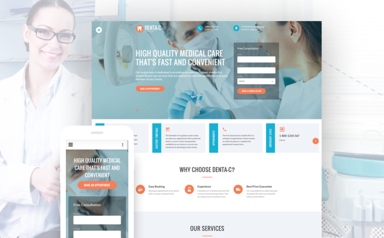 Dental Center Parallax Website Template Big Screenshot Dental Center Website Template New Screenshots BIG